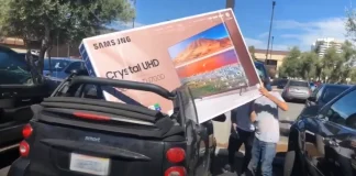 Може ли 75-инчов телевизор да се транспортира в автомобил