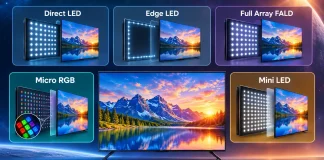 Обяснение на видовете подсветка на телевизорите, Direct LED, Edge LED, Full Array FALD, Micro RGB и Mini LED