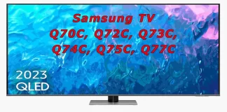 Samsung TV Q70C, Q72C, Q73C, Q74C, Q75C, Q77C forskjeller