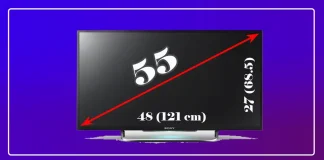 55 tommers TV-dimensjoner, LED, OLED, QLED forklart