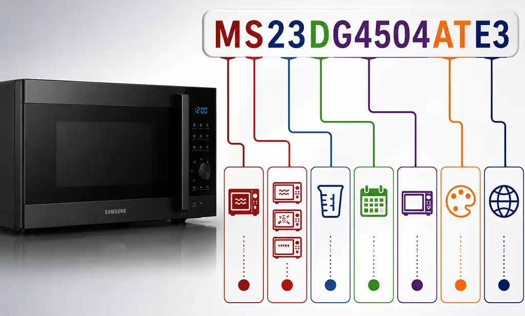 Dekódovanie modelových čísel mikrovlnných rúr Samsung Dekódovanie modelových čísel mikrovlnných rúr Samsung